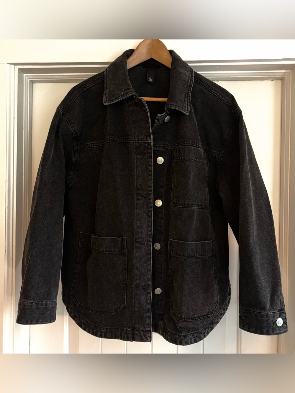 Women's Black Denim Button-Front Jean Jacket